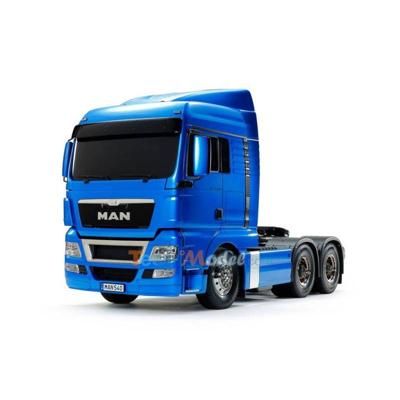 Pack complet MAN TGX 6x4 Tamiya 56370 peint en bleu clair métallisé