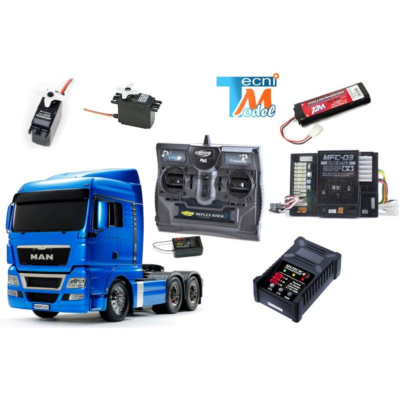 Pack complet MAN TGX 6x4 56370 bleu clair métallisé avec module lumières et son