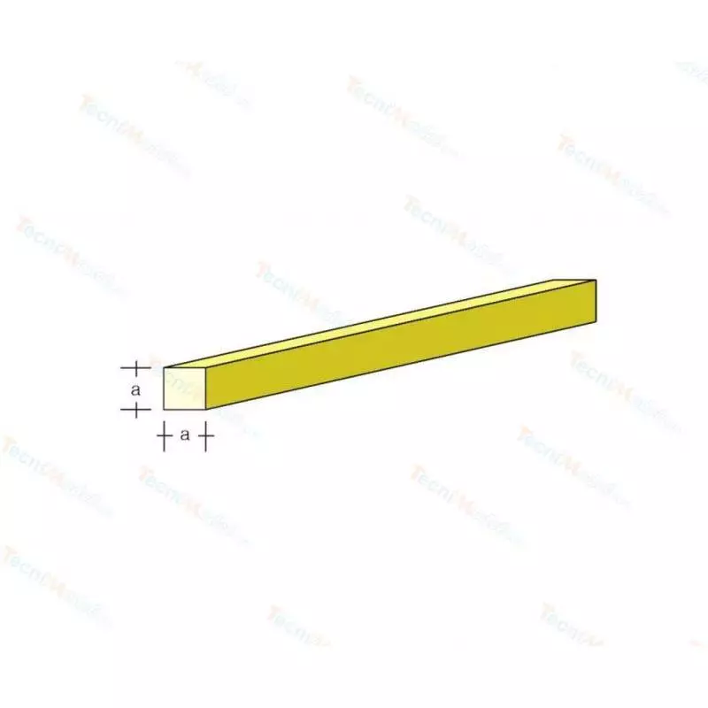 Sachet de 5 Profilés Carrés Laiton 320x5.0x5.0mm AeroNaut 7711/10