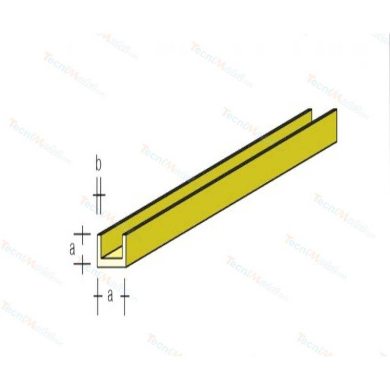 Sachet de 5 Profilés en U Laiton 330x2.0x2.0mm AeroNaut 7712/04