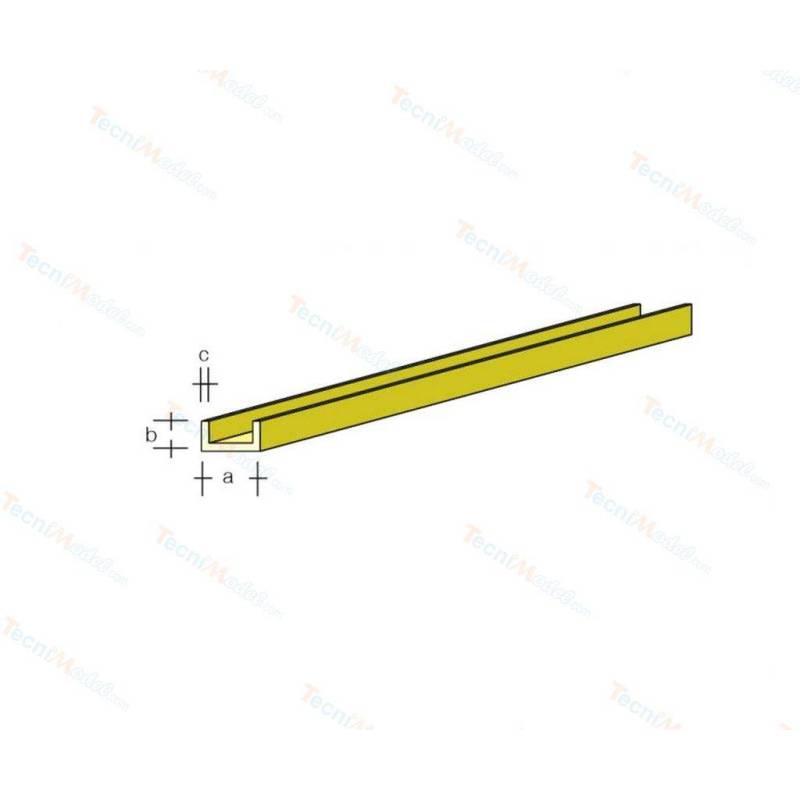 Pack of 5 U-profiles Brass 330x6.0x3.0mm AeroNaut 7712/42