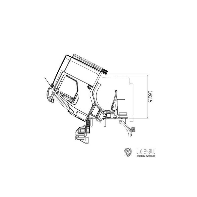 Cabine chantier Volvo VM pour camions radiocommandé 1/14 (Version A) - LESU CK-VM-A