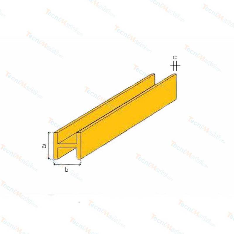 Sachet de 5 Profilés en H Laiton 330x8.0x8.0mm