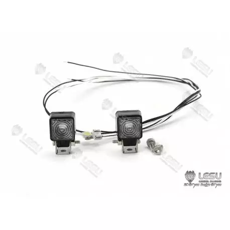 Paire de projecteurs carrés 8x8mm 1/14 Lesu avec led cms et support articulé LESU S-1231-B