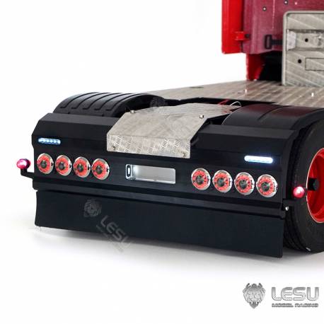 Pare-chocs arrière avec feux ronds et feux de gabarit pour camion européen 1/14 à suspension pneumatique - LESU S-1276-B