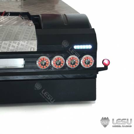 Pare-chocs arrière avec feux ronds et feux de gabarit pour camion européen 1/14 à suspension pneumatique - LESU S-1276-B