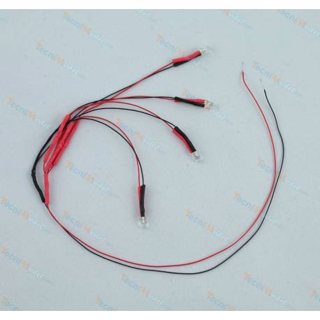 4 white LEDs Ø3mm wired 7.2v high brightness for high beams Tamiya