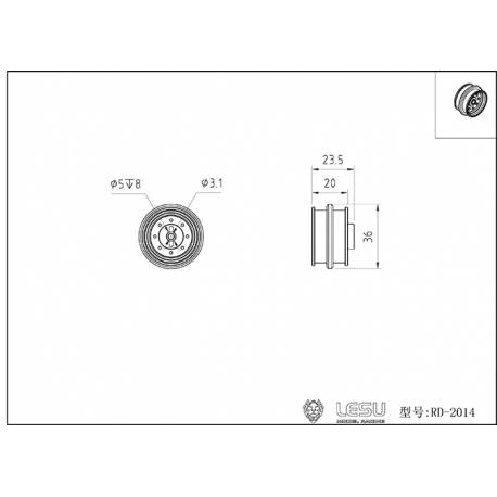 2 aluminum Wheels s for the LT5H LESU mini loader - LESU RD-2014