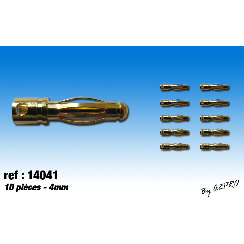 10 Gold connectors Ø 4mm male A2Pro 14041