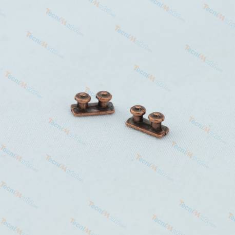 2 Bittes double Ø2.5 x 4mm en métal couleur bronze AMATI 4909/06