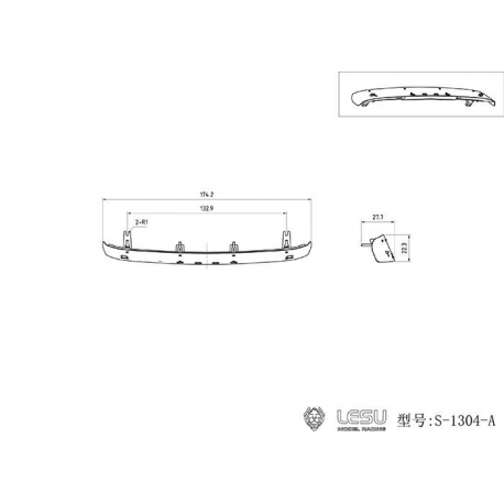 Sun Visor with leds for MAN TGX Tamiya 1/14 (Version A) - LESU S-1304-A