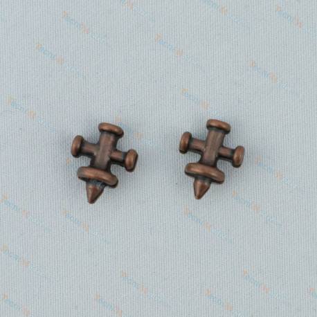 2 Bittes en croix 7mm en métal bruni AMATI 4912