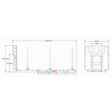 Log carrier structure with stakes for Lesu hooklift 1/14 - SCALE-PARTS SP-03-04-036