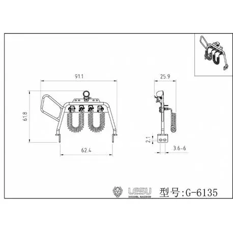 Stem for Volvo 1/14 with led working light.
