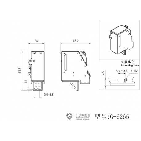 Réservoir ADBlue factice petit volume pour camion rc Volvo FE / VN 1/14 - LESU G-6265