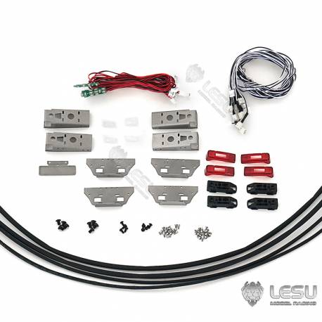 Feux arrière type Volvo et supports métal pour camion RC 1/14 - LESU S-1310
