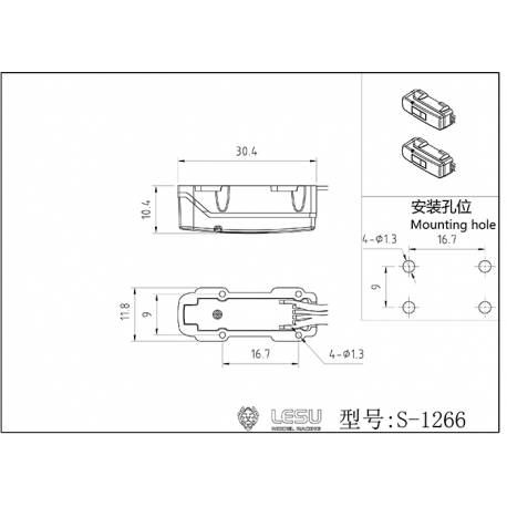 Feux arrière de Volvo pour camion RC 1/14 - LESU S-1266