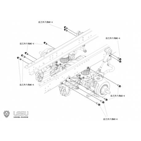 Système de suspension pour essieu moteur directionnel intermédiaire avec boudins pneumatiques - LESU X-8022-B