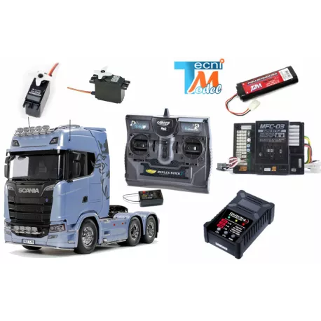 Pack Complet Mercedes Actros 6x4 3363 1/14 Tamiya 56354 avec module lumières et sons