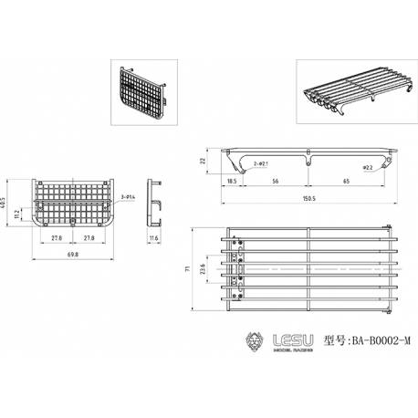 Cabin protection grille for excavators LESU PC360 and ET30H