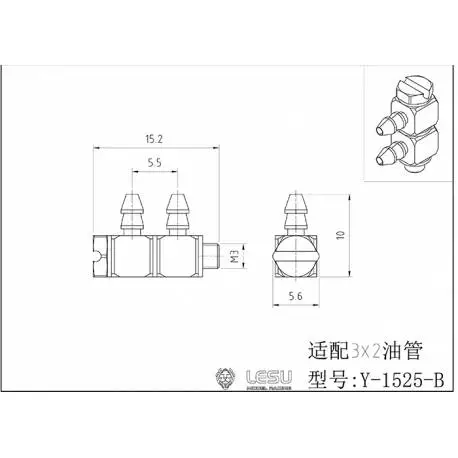 1 M3 bent hydraulic connection for hose Ø2.5/4mm