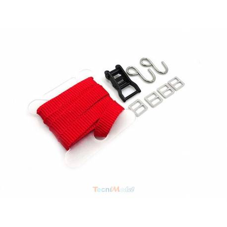 1 Sangle d'arrimage textile rouge avec tendeur métallique 1/14 - Thicon Models 20129