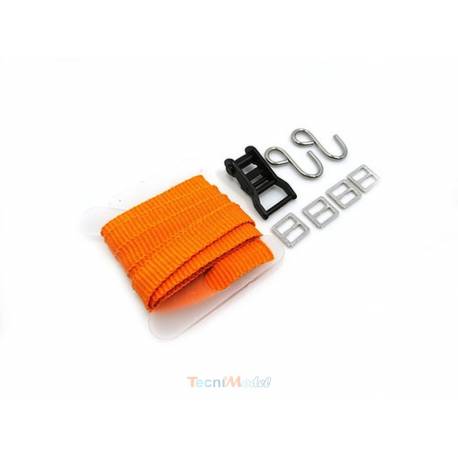 1 Sangle d'arrimage textile orange avec tendeur métallique 1/14 - Thicon Models 20130