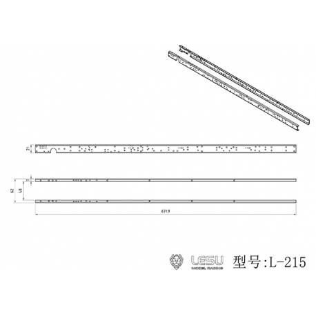 Pair of chassis rail for a long 6x6 or 6x4 rigid truck - LESU L-215