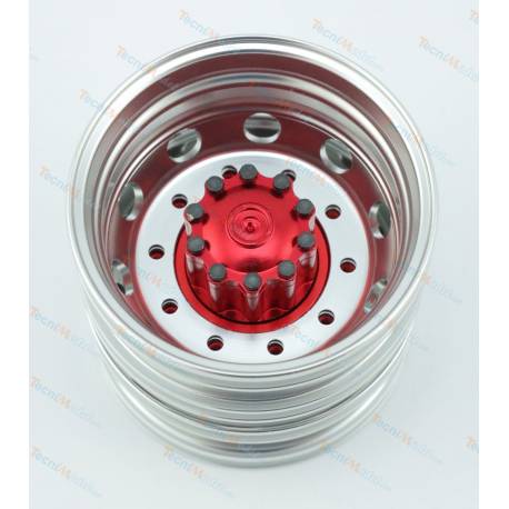 Paire de jantes Alu jumelées moyeu rouge