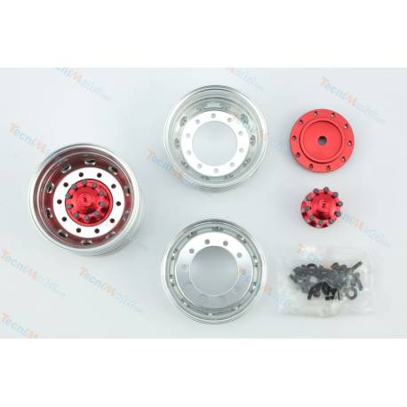 Paire de jantes Alu jumelées moyeu rouge