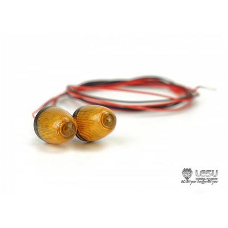 2 Gyrophares oranges Ø11.5mm à embase filetée - Cabochon à sommet arrondi - Lesu S-1263-B