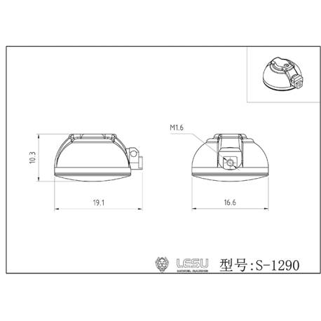 Projecteur rond en métal Ø16,6mm avec led CMS 1/14 - Lesu S-1290