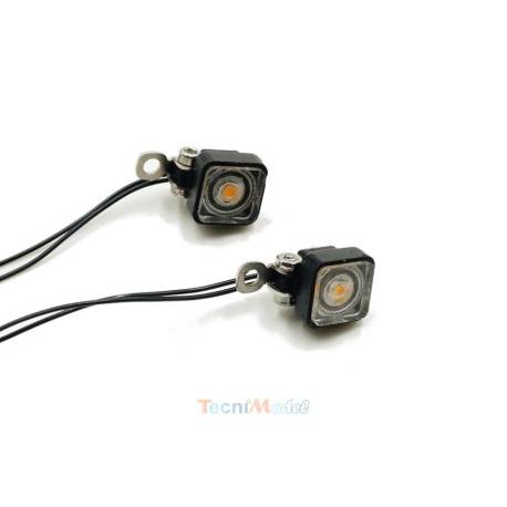 Pair of 9x9mm square spotlights 7.2-12v 1/14 scale with SMD led and articulated support - SCALE-PARTS SP-01-07-001