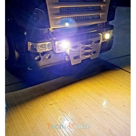 Pair of 9x9mm square spotlights 7.2-12v 1/14 scale with SMD led and articulated support - SCALE-PARTS SP-01-07-001
