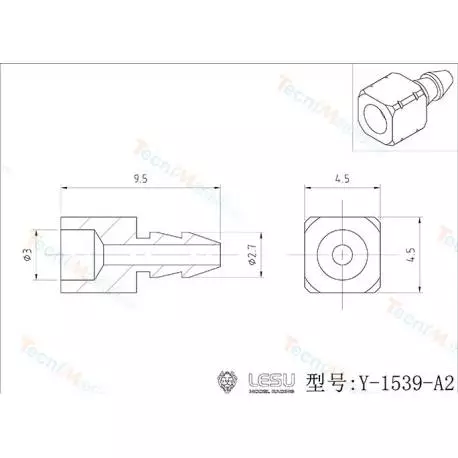 1 Raccord hydraulique droit à braser Ø3mm pour durite Ø2/Ø3mm - LESU Y-1539-A2