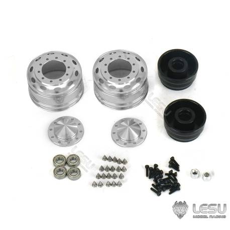 Paire de jantes alu avant larges pour camion américain RC 1/14 (pour roulements) - LESU W-2055-A