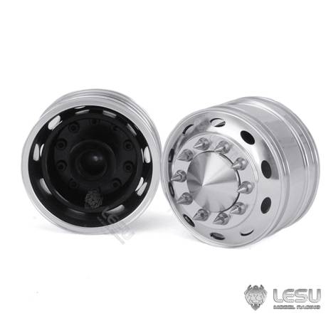 Paire de jantes alu avant larges pour camion américain RC 1/14 (pour roulements) - LESU W-2055-A