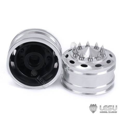 Paire de jantes alu avant larges pour camion américain RC 1/14 (pour roulements) - LESU W-2055-A