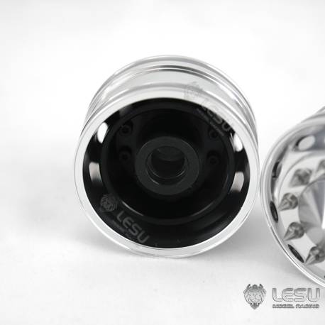Paire de jantes alu avant larges pour camion américain RC 1/14 (pour roulements) - LESU W-2055-A