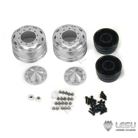 Pair of wide front aluminum wheels for RC 1/14 American truck (for hexagons) - LESU W-2055-B