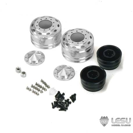 Pair of wide front aluminum wheels for RC 1/14 American truck (for hexagons) - LESU W-2055-B