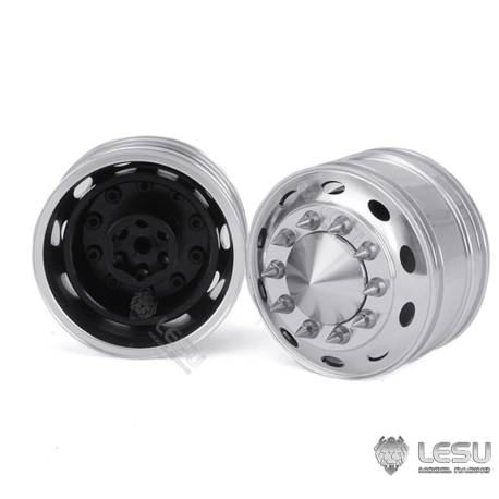 Pair of wide front aluminum wheels for RC 1/14 American truck (for hexagons) - LESU W-2055-B