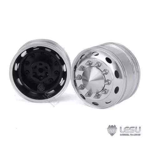 Paire de jantes alu avant larges pour camion américain RC 1/14 (pour hexagones) - LESU W-2055-B