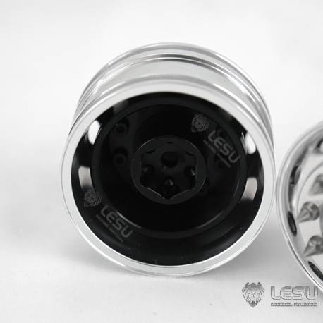 Pair of wide front aluminum wheels for RC 1/14 American truck (for hexagons) - LESU W-2055-B
