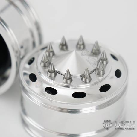 Pair of wide front aluminum wheels for RC 1/14 American truck (for hexagons) - LESU W-2055-B