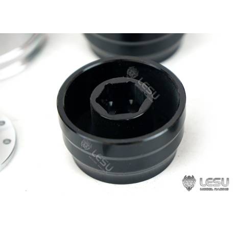 Pair of wide front aluminum wheels for RC 1/14 American truck (for hexagons) - LESU W-2055-B
