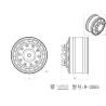 Pair of wide front aluminum wheels for RC 1/14 American truck (for hexagons) - LESU W-2055-B
