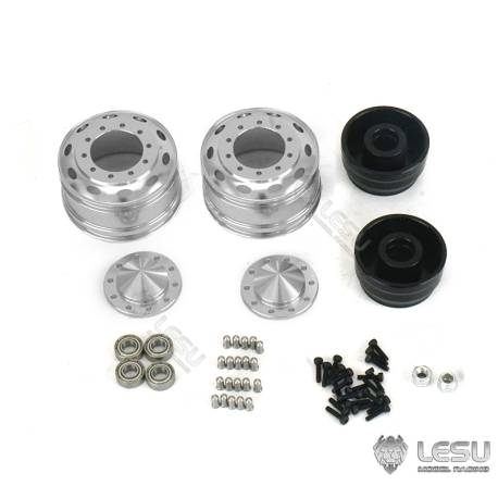 Paire de jantes alu avant larges pour camion américain RC 1/14 (pour roulements) - LESU W-2059-A