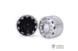 Pair of large front aluminum wheels for RC 1/14 American truck by LESU (for bearings)