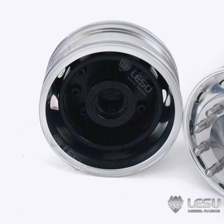 Paire de jantes alu avant larges pour camion américain RC 1/14 (pour roulements) - LESU W-2059-A